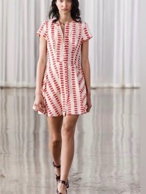 Zara Cream Dress with Red Lip Print